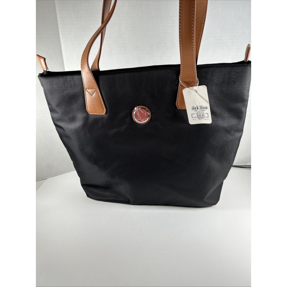 joy mangano‎ handbag Overnight Black Canvas Bag Tote Purse Laptop